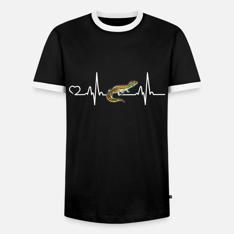 Leopardgecko Evolution Eidechse Reptilien Geschenk - Männer Kontrast-T-Shirt - Schwarz/Weiß