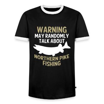 Funny Northern Pike Fishing Freshwater Fish Gift - Men's Ringer Shirt - black/white - Front - AI Model Female 172 light (172cm) & AI Model Male 178 light (178cm)