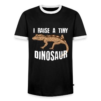 Kronengecko Haustier Eidechse Reptilien Geschenk - Männer Kontrast-T-Shirt - Schwarz/Weiß - Vorne - AI Model Female 172 light (172cm) & AI Model Male 178 light (178cm)
