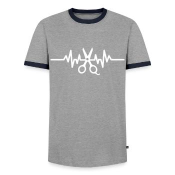 Oeuvre de coiffure - T-shirt contrasté Homme - gris/marine  - Devant - AI Model Female 172 light (172cm) & AI Model Male 178 light (178cm)