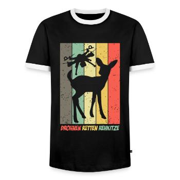 Drohne Drohnen fliegen Rehkitzrettung - Männer Kontrast-T-Shirt - Schwarz/Weiß - Vorne - AI Model Female 172 light (172cm) & AI Model Male 178 light (178cm)