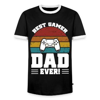 Gamer Dad Vatertag Papa Dad für Vater Geschenk - Männer Kontrast-T-Shirt - Schwarz/Weiß - Vorne - AI Model Female 172 light (172cm) & AI Model Male 178 light (178cm)