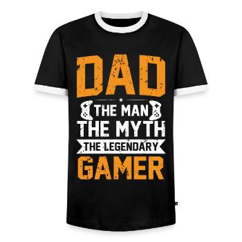 Gamer Dad Vatertag Papa Dad für Vater Geschenk - Männer Kontrast-T-Shirt - Schwarz/Weiß - Vorne - AI Model Female 172 light (172cm) & AI Model Male 178 light (178cm)