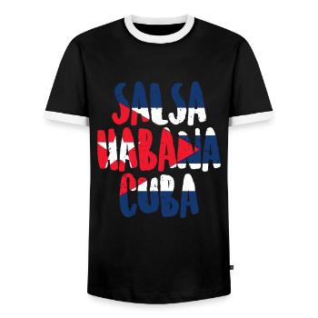 Salsa Havanna Kuba - Männer Kontrast-T-Shirt - Schwarz/Weiß - Vorne - AI Model Female 172 light (172cm) & AI Model Male 178 light (178cm)