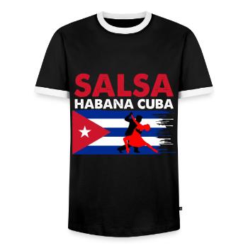 Salsa La Havane Cuba - T-shirt contrasté Homme - noir/blanc - Devant - AI Model Female 172 light (172cm) & AI Model Male 178 light (178cm)