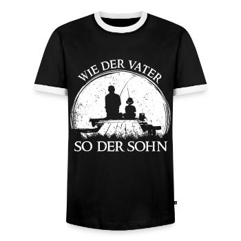 Vater Sohn Angeln Beste Freunde Papa Angeln - Männer Kontrast-T-Shirt - Schwarz/Weiß - Vorne - AI Model Female 172 light (172cm) & AI Model Male 178 light (178cm)