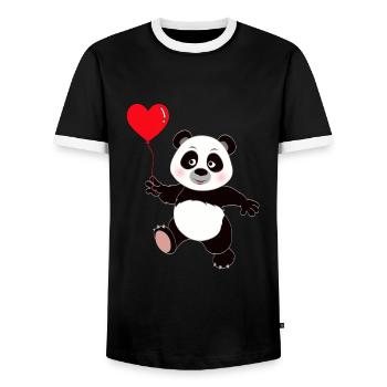 Panda Tier Geschenk Cartoon Kawaii - Männer Kontrast-T-Shirt - Schwarz/Weiß - Vorne - AI Model Female 172 light (172cm) & AI Model Male 178 light (178cm)