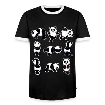 Cute Panda Yoga lover cartoon Gift Yoga Teacher - Men's Ringer Shirt - black/white - Front - AI Model Female 172 light (172cm) & AI Model Male 178 light (178cm)