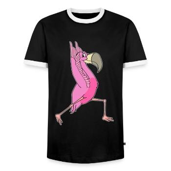 Cute Flamingo Yoga lover Gift Yoga Teacher bird - Men's Ringer Shirt - black/white - Front - AI Model Female 172 light (172cm) & AI Model Male 178 light (178cm)