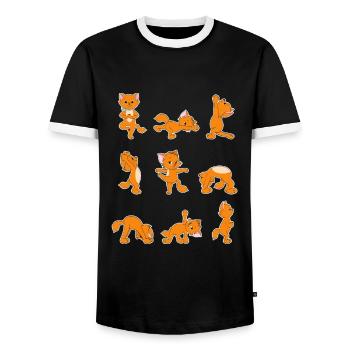 Joli chat yoga cadeau d'amoureux des chats Kitty - T-shirt contrasté Homme - noir/blanc - Devant - AI Model Female 172 light (172cm) & AI Model Male 178 light (178cm)
