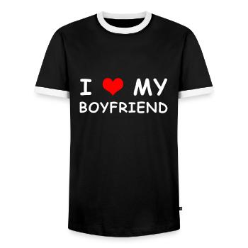 Girfriend Beziehungs Paar Valentinstag Geschenk - Männer Kontrast-T-Shirt - Schwarz/Weiß - Vorne - AI Model Female 172 light (172cm) & AI Model Male 178 light (178cm)