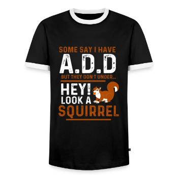 ADHD Attention deficit hyperactivity disorder Gift - Men's Ringer Shirt - black/white - Front - AI Model Female 172 light (172cm) & AI Model Male 178 light (178cm)