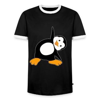 Un mignon pingouin amateur de yoga offre un - T-shirt contrasté Homme - noir/blanc - Devant - AI Model Female 172 light (172cm) & AI Model Male 178 light (178cm)