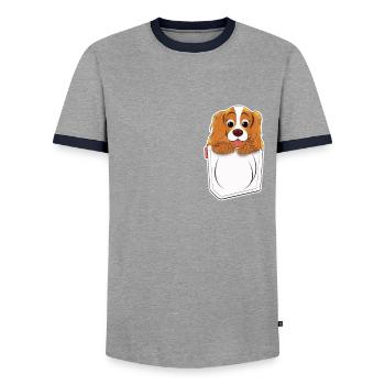 Cavalier King Charles Spaniel Taschen Dog Mom Dad - Männer Kontrast-T-Shirt - Grau/Navy  - Vorne - AI Model Female 172 light (172cm) & AI Model Male 178 light (178cm)