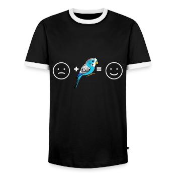 Wellensittich Grafik Vogel Haustier Welli Geschenk - Männer Kontrast-T-Shirt - Schwarz/Weiß - Vorne - AI Model Female 172 light (172cm) & AI Model Male 178 light (178cm)