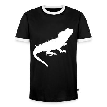 Chinese Water Dragon Silhouette Pet Lizard Gift - Men's Ringer Shirt - black/white - Front - AI Model Female 172 light (172cm) & AI Model Male 178 light (178cm)