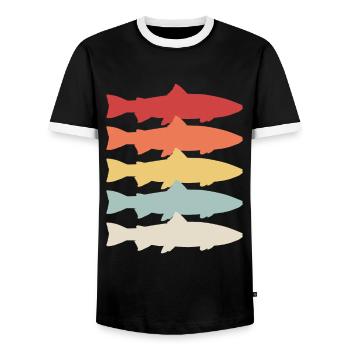 Pêcher Cadeau Steelhead Truite Arc-en-ciel Poisson - T-shirt contrasté Homme - noir/blanc - Devant - AI Model Female 172 light (172cm) & AI Model Male 178 light (178cm)