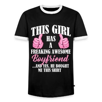 Freundin Liebes Paar Verhältnis GF Geschenk - Männer Kontrast-T-Shirt - Schwarz/Weiß - Vorne - AI Model Female 172 light (172cm) & AI Model Male 178 light (178cm)