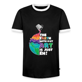 The Earth Without Art is Just EH! Art Earth - Men's Ringer Shirt - black/white - Front - AI Model Female 172 light (172cm) & AI Model Male 178 light (178cm)