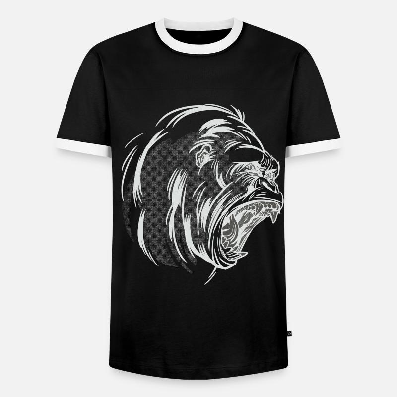 Gorilla head scream - Men's Ringer Shirt - black/white