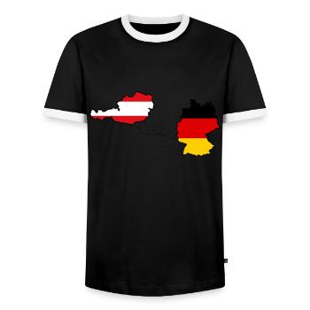 Germany and Austria Pride Love Dual Citizen - Men's Ringer Shirt - black/white - Front - AI Model Female 172 light (172cm) & AI Model Male 178 light (178cm)