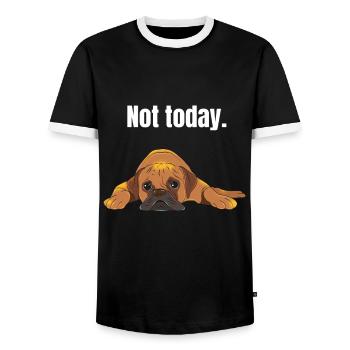 Mops Geschenk - Männer Kontrast-T-Shirt - Schwarz/Weiß - Vorne - AI Model Female 172 light (172cm) & AI Model Male 178 light (178cm)