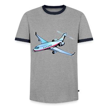 Flugzeug Lustiges Pilot Pilotin Geschenk - Männer Kontrast-T-Shirt - Grau/Navy  - Vorne - AI Model Female 172 light (172cm) & AI Model Male 178 light (178cm)