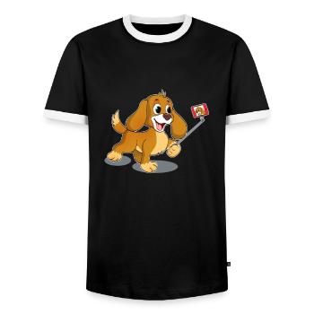 Dog Animal Love Puppy Selfies Good Boy Doggo Gift - Men's Ringer Shirt - black/white - Front - AI Model Female 172 light (172cm) & AI Model Male 178 light (178cm)