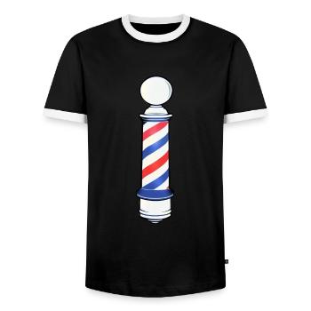 Cadeau du barbier - T-shirt contrasté Homme - noir/blanc - Devant - AI Model Female 172 light (172cm) & AI Model Male 178 light (178cm)