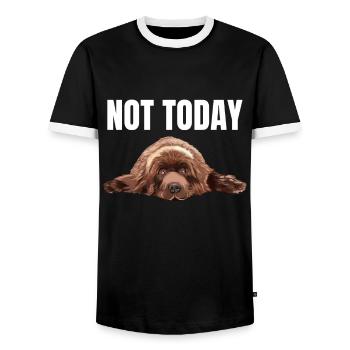 Newfoundland dog Gift - Men's Ringer Shirt - black/white - Front - AI Model Female 172 light (172cm) & AI Model Male 178 light (178cm)