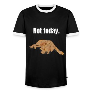 Cadeau du Rhodesian Ridgeback - T-shirt contrasté Homme - noir/blanc - Devant - AI Model Female 172 light (172cm) & AI Model Male 178 light (178cm)