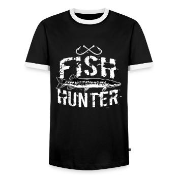 Lustige Muskie Angeln Süßwasserfisch Grafik - Männer Kontrast-T-Shirt - Schwarz/Weiß - Vorne - AI Model Female 172 light (172cm) & AI Model Male 178 light (178cm)