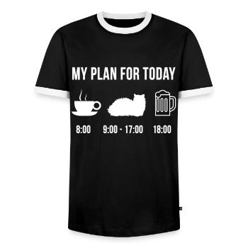 Lustig Selkirk Rex Katze Süßes Haustier My Plan - Männer Kontrast-T-Shirt - Schwarz/Weiß - Vorne - AI Model Female 172 light (172cm) & AI Model Male 178 light (178cm)