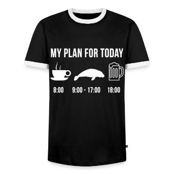 Lustig Manatee Süßes Tier Zoo Wildnis My Plan For - Männer Kontrast-T-Shirt - Schwarz/Weiß - Vorne - AI Model Female 172 light (172cm) & AI Model Male 178 light (178cm)