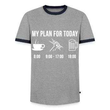 Funny Electrician Electrician Job Career My - Men's Ringer Shirt - grey/navy  - Front - AI Model Female 172 light (172cm) & AI Model Male 178 light (178cm)