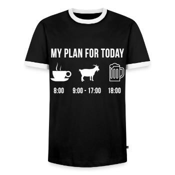 Drôle Chèvre Chasse Hunter Chasseur Plan For Today - T-shirt contrasté Homme - noir/blanc - Devant - AI Model Female 172 light (172cm) & AI Model Male 178 light (178cm)
