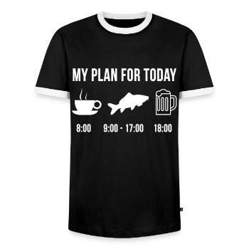 Drôle Carpe Pêche Pêcheur Poisson Plan For Today - T-shirt contrasté Homme - noir/blanc - Devant - AI Model Female 172 light (172cm) & AI Model Male 178 light (178cm)