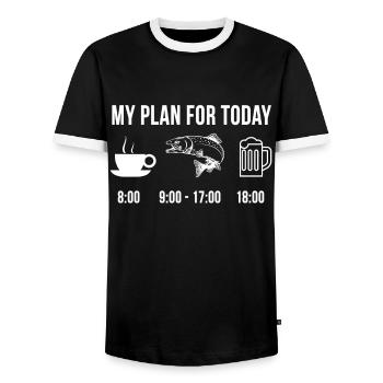 Drôle Saumon royal Pêche Pêcheur Poisson Plan For - T-shirt contrasté Homme - noir/blanc - Devant - AI Model Female 172 light (172cm) & AI Model Male 178 light (178cm)