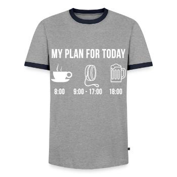 Funny Yoyo Hobby My Plan For Today - Men's Ringer Shirt - grey/navy  - Front - AI Model Female 172 light (172cm) & AI Model Male 178 light (178cm)