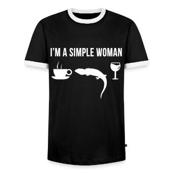 Funny Blue Tongue Skink Lizard Pet Reptile - Men's Ringer Shirt - black/white - Front - AI Model Female 172 light (172cm) & AI Model Male 178 light (178cm)