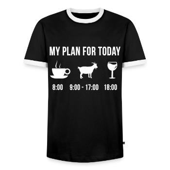 Drôle Chèvre Chasse Hunter Chasseur Plan For Today - T-shirt contrasté Homme - noir/blanc - Devant - AI Model Female 172 light (172cm) & AI Model Male 178 light (178cm)