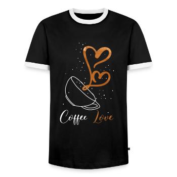 Love of coffee - Men's Ringer Shirt - black/white - Front - AI Model Female 172 light (172cm) & AI Model Male 178 light (178cm)