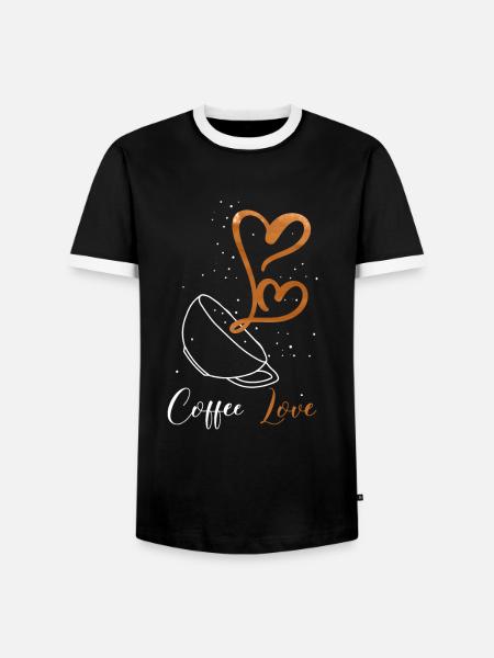 Kaffeeliebe - Männer Kontrast-T-Shirt - Schwarz/Weiß