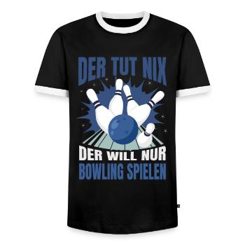 Der Tut Nix Der Will Nur Bowling Spielen Bowler - Männer Kontrast-T-Shirt - Schwarz/Weiß - Vorne - AI Model Female 172 light (172cm) & AI Model Male 178 light (178cm)