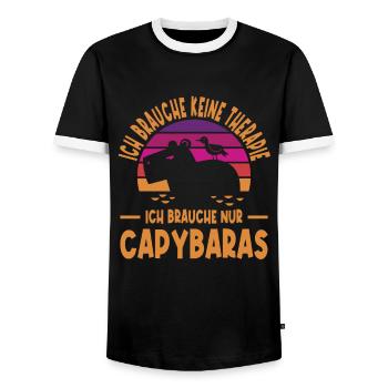 Ich Brauche Keine Therapie Brauche Nur Capybaras - Männer Kontrast-T-Shirt - Schwarz/Weiß - Vorne - AI Model Female 172 light (172cm) & AI Model Male 178 light (178cm)