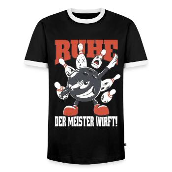 Bowling Mitgebsel Spieler Ruhe Der Meister Wirft - Männer Kontrast-T-Shirt - Schwarz/Weiß - Vorne - AI Model Female 172 light (172cm) & AI Model Male 178 light (178cm)