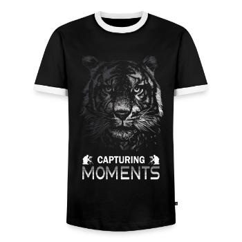 Wildlife Photography Tiger Capturing Moments - Men's Ringer Shirt - black/white - Front - AI Model Female 172 light (172cm) & AI Model Male 178 light (178cm)