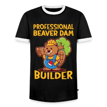 Professional Beaver Dam Builder - Construction Worker - Men's Ringer Shirt - black/white - Front - AI Model Female 172 light (172cm) & AI Model Male 178 light (178cm)