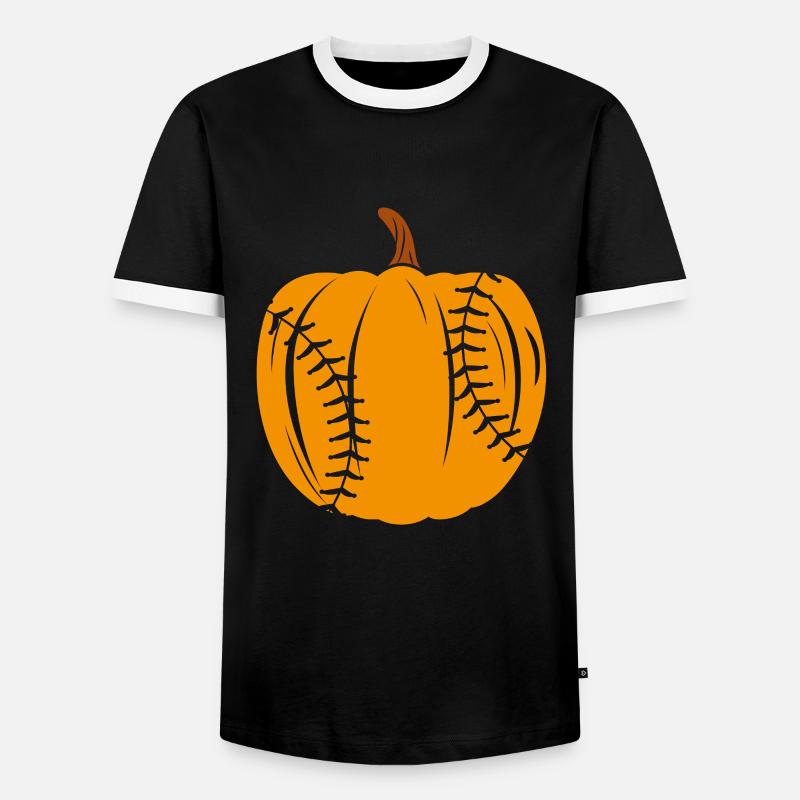 Halloween Baseball Pumpkin - Men's Ringer Shirt - black/white