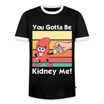 Vintage Kidney Donor Humor - Men's Ringer Shirt - black/white - Front - AI Model Female 172 light (172cm) & AI Model Male 178 light (178cm)